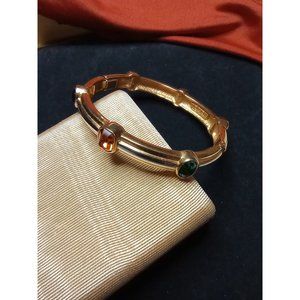 Bicolor Cuff Jeweltone Gems Vintage SMB signed Bracelet